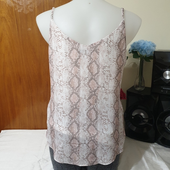 Just Jeans AU-16 White/Brown Print Sleeveless Singlet Top Tee NWOT - Picture 6 of 10